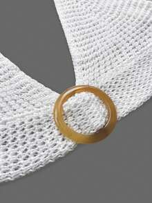 Women's Sexy Hollow Out Knitted See-Through Beach Vacation Bikini Top And Fashionable Slim Fit Skirt Cover Up Two Pieces Set - White - View 8