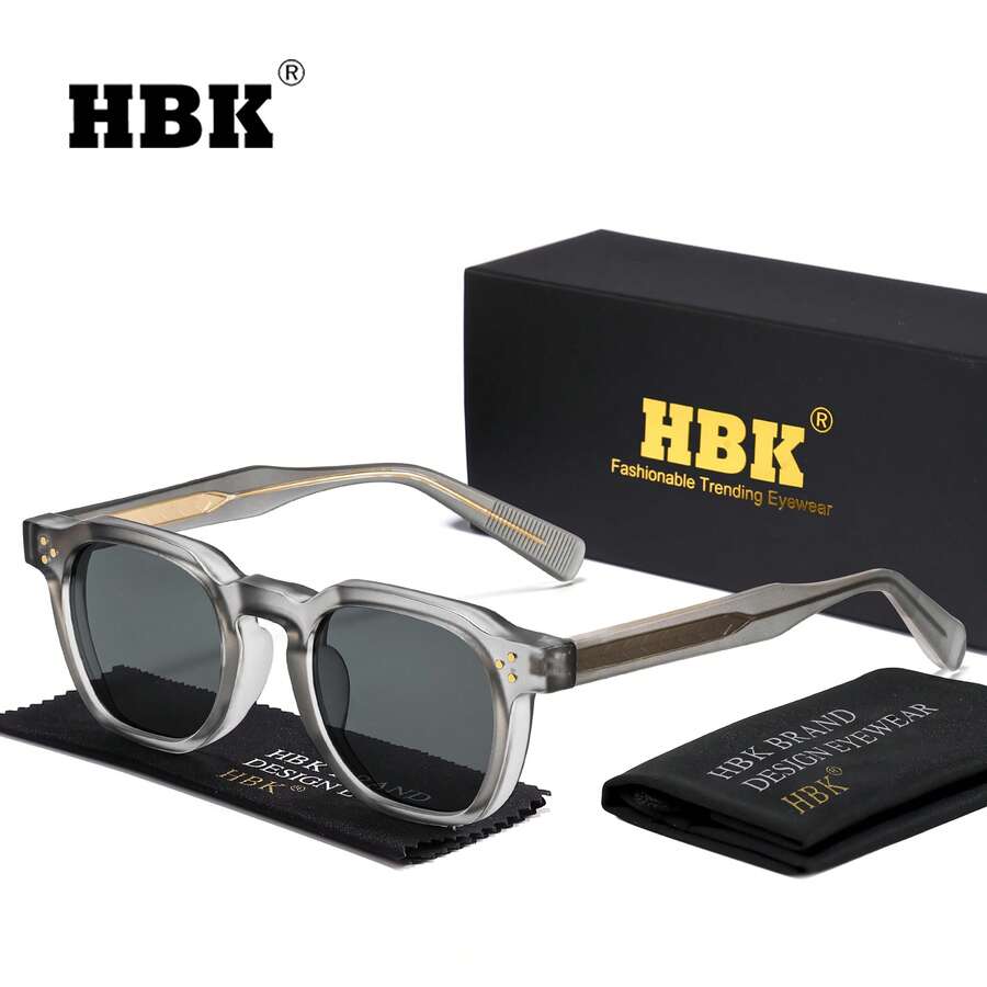Kính râm nam HBK phong cách retro, thiết kế PC+PC, gọng vuông tối giản cổ điển, phụ kiện đeo hàng ngày, unisex, quà tặng chụp ảnh và quà tặng ngày lễ. - K39769 - Xem 1