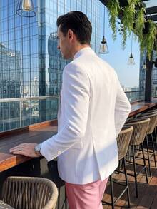 Men's Suits Tuxedo Double Breasted Blazer Dress Prom Tuxedos For Business Wedding Party Grooms 4 Pieces Set Jacket Vest & Pant & Brooch & Tie And Pocket Square - Hồng - Xem 5