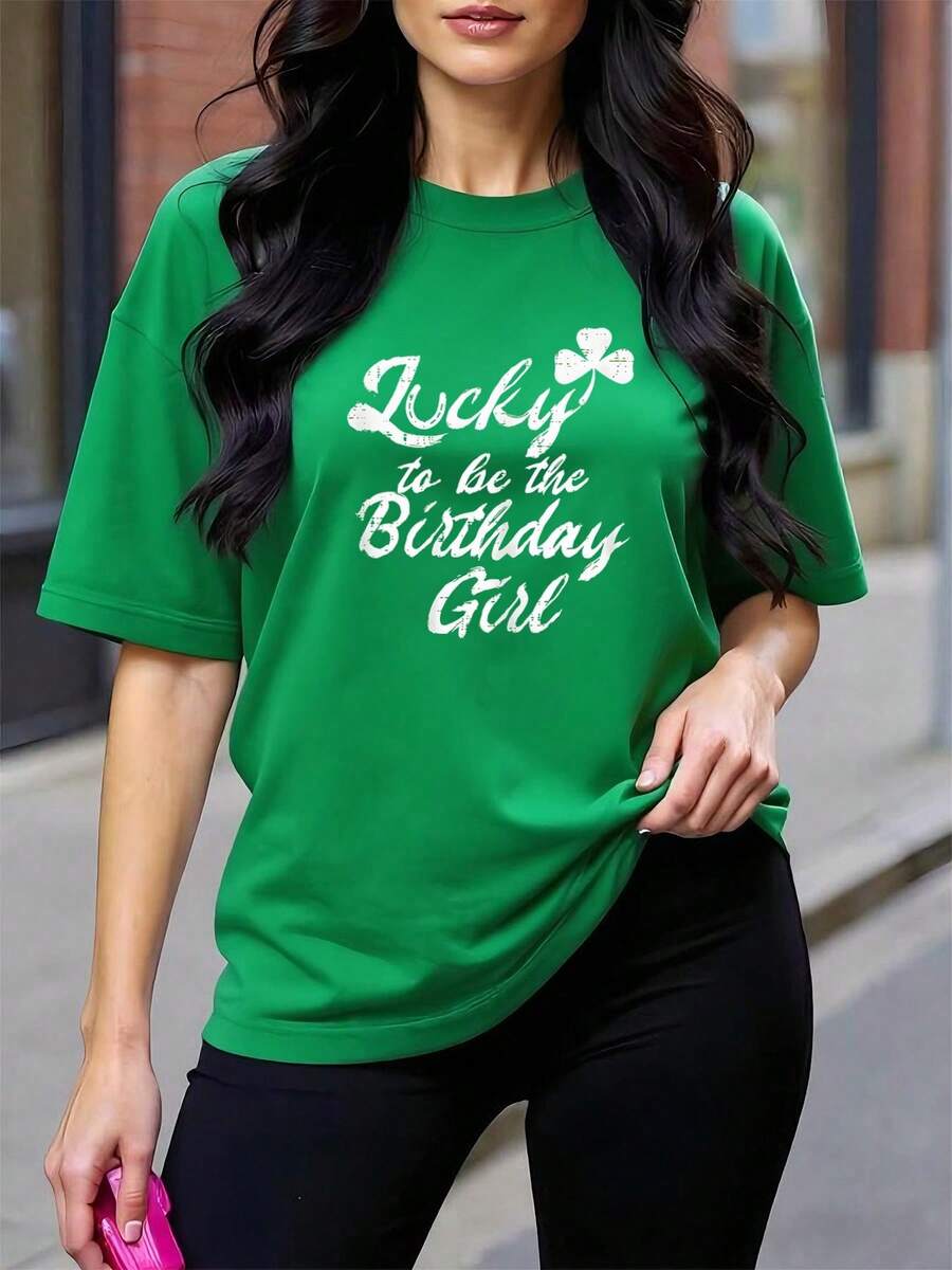 Lucky Birthday Girl Shamrock Born On St Patricks Day Girls-ShirtSt. Patrick's Day - Green - View 1