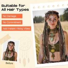 2pcs Bohemian Style Braided Hair Scrunchies, 20 Inch Long Viking Braid Hair Ties, Suitable For Holiday Makeup & Costume - Multicolor - View 6