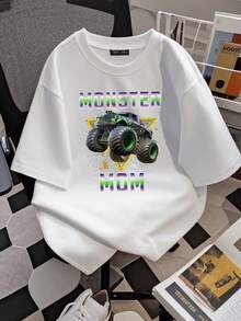 Women T-Shirt Print Monster Truck Mom T Shirt Mother's Day Are My Jam Lover Birthday For Vintage Washed Graphic Soft Versatile Breathable Slightly - trắng - Xem 2
