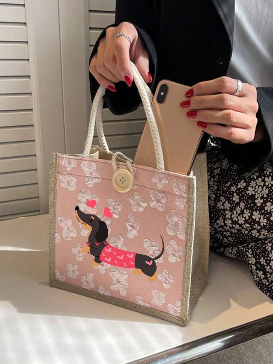 Túi tote vải lanh đa năng dành cho nữ, họa tiết chó Dachshund và trái tim dễ thương, túi tote in họa tiết có thể tái sử dụng, túi mua sắm/túi đựng sách hai quai, túi đeo vai dung tích lớn, túi xách tay thường ngày, túi đựng đồ Giáng sinh, túi đựng cơm trưa đi học, túi sắp xếp đồ ăn trưa, túi quà tặng ngày Nhà giáo, túi tối giản, túi y tá, túi bác sĩ, thích hợp cho kỳ nghỉ, mùa hè, du lịch, đi học, ngày Valentine, sinh nhật, quà tốt nghiệp, túi đựng đồ, vật dụng cần thiết khi đi du lịch. - Nhiều màu - Xem 1