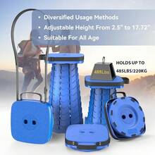 2025 Upgraded Collapsible Stool, Portable Folding Stool, Telescoping Camping Stool With Max Load Capacity 485lbs, Square Retractable Seat For Camping Gardening Fishing HiFKing BBQ [Blue] - SquareStool-blue - View 5