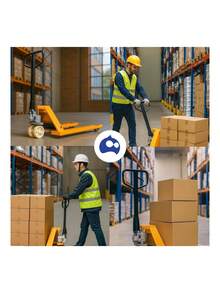 Patín Hidráulico de Carga Manual (Capacidad 3 Toneladas, Altura Máxima 20 cm); Sistema manual;  Montacarga para Movimiento de Palets hasta 3000 Kg. Bluelander - Amarillo - Ver 6