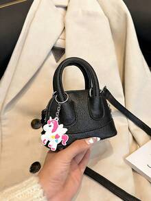 1 Paket Tas Mini Shell Fashion Baru 2025 untuk Anak Perempuan, Tas Selempang Kulit PU Warna Permen Lucu untuk Penggunaan Sehari-hari (Termasuk Gantungan Unicorn) - Tas tangan PU + liontin - View 13