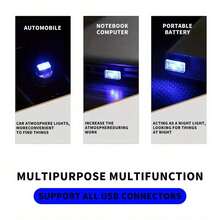 1 pieza Mini luz nocturna LED alimentada por USB para automóvil, lámpara de ambiente de color de contraste acrílica, luz decorativa multicolor de material de PC con función de iluminación de emergencia, luz decorativa LED universal para automóvil para el tablero de instrumentos/espacio entre asientos/portavasos - A - Ver 8