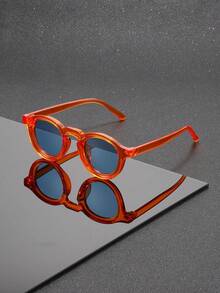 Fashionable Small Round Frame Unisex Glasses, Comfortable Curved Temples, Suitable For Outdoor Activities, Travel, And Shopping - Multicolor - View 4