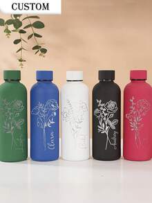 1個客製化雙層不鏽鋼咖啡杯/蘇打水瓶，運動保溫水杯，500ml/17oz 可客製化姓名保溫杯，多色可選，適合開學、節日與生日禮物 - 彩色 - 查看 3