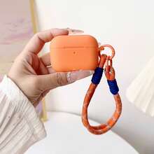 Compatible With Apple Pro 3 Protective Case, 2025 New Silicone Protective Cover, Compatible With AirPods Pro 2 With Lanyard, Compatible With AirPods 4 Phone Case, Travel Accessories, Fashionable Protective Case, Scratch-Resistant, Skin-Friendly Case, Durable Earphone Case, Includes New Braided Wrist Strap - Starry Orange - View 9