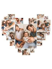 1pc Personalized Custom Painting, With Your Photo Or Family Portrait Printed On The Canvas (Frame Not Included), Featuring A Heart-Shaped Design. The Content Includes Beautiful Landscapes, Cute Pets, And Daily Life Scenes. - Black - View 13