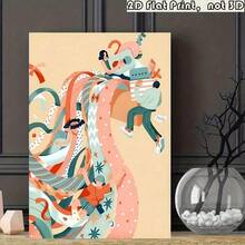 2D Flat, 1pc Wrapped Canvas Wall Art - Colorful Abstract Crowd Scene With Whimsical Characters, Vibrant Abstract Design, Living Room, Bedroom Decor, And Gifts Birthdays, Independence Day, Father'S Day, Canvas Wall Art Ready To Hang, 2D Flat - 1 - View 7