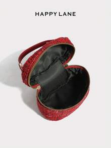 Túi đeo vai nữ HAPPY LANE bằng vải tweed, kiểu dáng cổ điển lấy cảm hứng từ các nhà thiết kế nổi tiếng, túi đeo chéo thanh lịch với quai ngọc trai, đa năng cho mua sắm, thường ngày, công sở và các buổi tối. - Đỏ - Xem 7