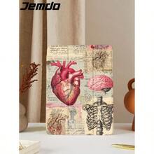 1pc Heart Organ Newspaper Graphic Tablet Protective Case, Compatible With IPad 10.2/12.9" IPad Pro 11" 2021/2020/10th Gen/IPad (A16) 11" 11th Gen 2025, Galaxy Tab A8 10.5" 2022, Matepad 10.4/Tab, With Pencil Slot, Anti-Drop, Protect Your Beloved Device, Romantic Halloween Gift For Family And Friends - 多色-2 - 查看 2