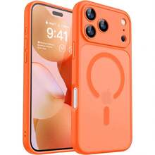 Magnetic For IPhone 17 Pro Max Case(6.9"), Upgraded [Full Camera Protection] [Compatible With Magsafe] [Translucent Matte] Shockproof Protective Phone Case, Orange - Orange - View 8
