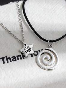 1件极简主义太阳螺旋项链，独立设计女士颈链 - 銀色 - 查看 4