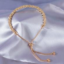 1pc Women Fashionable Knotted Rope Bracelet, Minimalist & Suitable For Summer - Yellow Gold - View 4