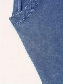 2026 Washed Cotton, GOD Floral Printed T-Shirt, High-Quality Batik Cotton Retro Fashion Brand T-Shirt, Women's T-Shirt, Women's Autumn T-Shirt, Halloween Christmas Gift, Holiday Gift, White Tops, Valentine's Day Outfit, Mardi Gras, Summer Tops,   For Women, Valentine's Day Outfits For Women, Women's Tops, Fairycore, , Elegant Women's Outfits - 寶藍色 - 查看 4