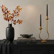 1PC Elegant Curved Design Double-Headed Gold/Black Candlestick For Table Centerpiece, Holiday, Wedding, Housewarming - High and Low Candlesticks - View 5