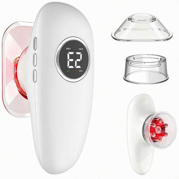 Masajeador Corporal 4 en 1 con Ventosas, Luz Roja y Calor Ajustable, Herramienta de Modelado y Tonificación para Abdomen, Cintura, Brazos y Rostro, Ideal para Rutinas Diarias en Casa, Regalo Perfecto para Belleza y Cuidado Personal