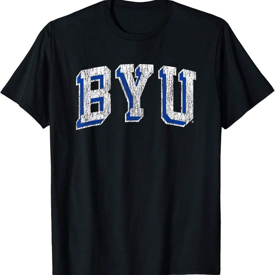 Authentics BYU Cougars Retro Arch Block T-Shirt - Black, Uni-, All - 藍色 - 查看 1