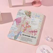 1件装 Coquette 美学圣经经文蝴蝶结平板电脑保护套，可折叠支架保护套，带笔槽，专为女孩设计，多角度支架保护套，自动休眠/唤醒，可爱平板电脑保护套，兼容 iPad Pro/Air/三星 Galaxy A9/S9/S7/S10+ - 彩色 - 查看 5