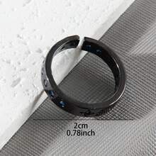 Geometric Aqua Gemstone Ring: Adjustable Statement Piece With Dainty Crystal Accents - Black - View 3