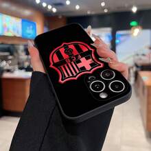FCB Logo Inspired Phone Case Compatible With  12, 13, 14, 15 Pro,  14 Plus,  15, 16 Pro Max,  17,  17 Pro,  17 Pro Max, And  17 Air. Made Of TPU Material, Anti-Slip And Drop-Resistant, With Classic Straight Edges And A Slightly Frosted Feel. A Great Gift For Yourself, Family, Friends, Lovers, And Boyfriends. - 黑色LB33 - 查看 5