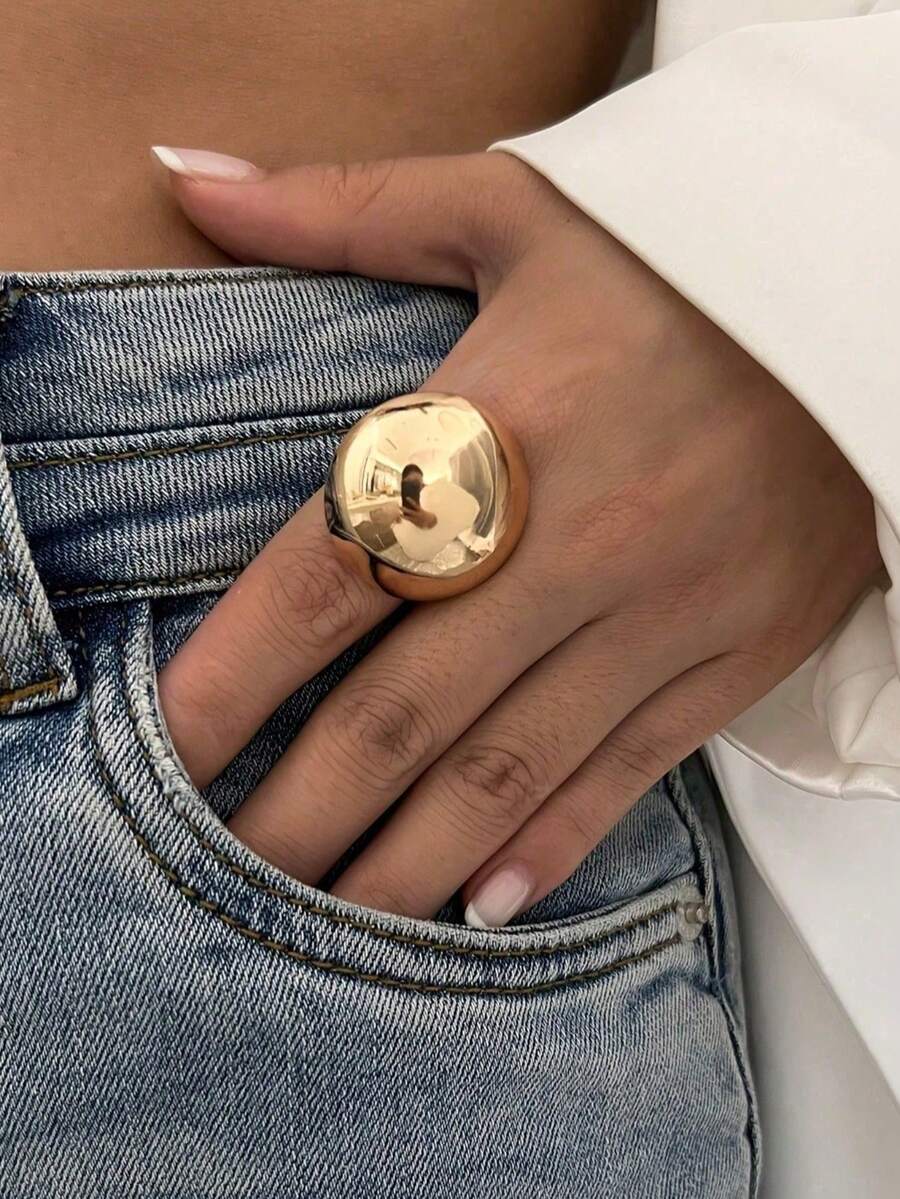 Elegant And Chic Women's Adjustable Open Ring - Sleek And Simple Design, Glossy Surface, Zinc Alloy, Suitable For Daily Wear, Wedding Scenes And Parties - Nhiều màu - Xem 1