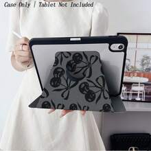 1PC Dark Gray Cherry & Bow Tablet Case - Y2K Aesthetic Style, 360° Rotating Stand & Shockproof Cover, With Pen Holder Compatible With 10.9/10.2/ Air 5th Gen/Pro11/10th/9.7/Air 2/ (7th Gen)/ (8th Gen)/ Air 4/5/ Pro 11/ 10th Generation 10.9-Inch 2022 Smart Case/ Air 13(M3 2025)/ Air 11(M3 2025)/ Air 11(M3 2025)/ 11(A16 2025), Auto Sleep/Wake Function - Multicolor - View 4