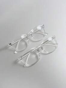 1副/3副几何镜框男士现代简约优雅透明眼镜，适合返校、办公、阅读、日常生活及配饰 - 無色 - 查看 6