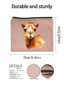 Bolsa de cosméticos con estampado de camello y palmera, disponible en múltiples estilos, estilo impreso colorido, bolsa de maquillaje reutilizable con patrón de camello, ligera, bolsa de almacenamiento de maquillaje y artículos de tocador, bolsa de cosméticos con cremallera, monedero conveniente, bolsa de tocador, bolsa de almacenamiento, accesorio de viaje, excelente para compras, multiusos, para organizar cosméticos, brochas, accesorios - Multicolor - Ver 10