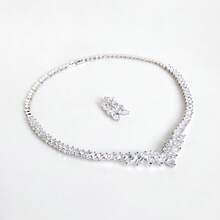Bộ 3 món trang sức bạc, bộ dây chuyền, dây chuyền nữ, bộ trang sức nữ, phụ kiện, bộ phụ kiện, dây chuyền kim cương, mặt dây chuyền, trang sức, dây chuyền, bông tai, bộ trang sức, trang sức nữ, đám cưới, phụ kiện cưới, thích hợp cho nữ/cô dâu/phù dâu/ngày lễ/tiệc tùng/đám cưới/tiệc chiêu đãi, quà tặng ngày Valentine - Bộ trang sức - Xem 7