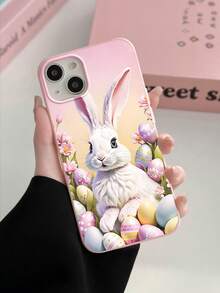复活节兔子和彩蛋图案可爱粉色手机壳，柔软TPU材质，简约设计，适合复活节/日常使用/送友，兼容 11/13 Pro Max/15/17/17 Pro Max和Galaxy S24 Ultra/S26 Ultra。 - 粉色 - 查看 5