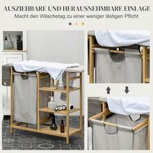 57.4 L Laundry Basket With Ironing Board And Iron, Laundry Box With 3-Tier Shelf, Removable And On-Site Removable Bag - Natural Wood Color - View 4