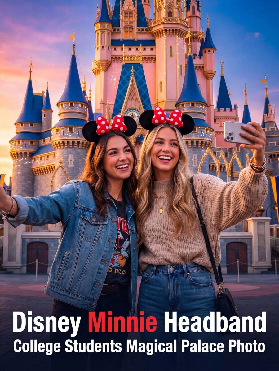 1 pieza Diadema de la serie Disney con lazo suave, adorables orejas de Minnie Mouse, accesorio para el cabello con decoración de dibujos animados, adecuado para uso diario, fiesta de princesas, fiesta de cumpleaños, regalo o fiesta de disfraces, accesorio para el cabello de moda para mujer, Día de San Valentín, diadema, accesorio para el cabello - Multicolor - Ver 1