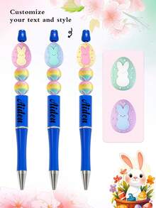 1 Custom Easter Egg Beaded Ballpoint Pen With Personalized Cute Text. Perfect As A Birthday Gift, Back-To-School Season Present, Unisex Ballpoint Pen, Anniversary Keepsake, Nurses' Day Gift - Multicolor - View 1