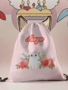 1pc Customized Name Cartoon Cat Pattern Drawstring Backpack, Can Be Customized According To Your Unique Design, Perfect For Children, Print Your Own Name Or Print Your Sister's And Classmates' Names As Gifts For Them - Multicolor - View 11