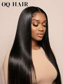 OQ 200% Density 18-30 Inch Silky Straight Hair, No Glue No Trimming Required, 13x4 High Definition Lace Front Wig, Suitable For Beginners, Made Of 100% Unprocessed Human Hair, Breathable Mesh Cap, High Density, High Quality - SNatural - View 3