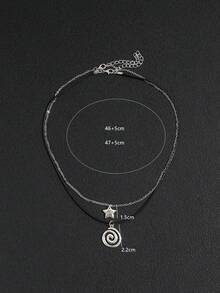 1件极简主义太阳螺旋项链，独立设计女士颈链 - 銀色 - 查看 5