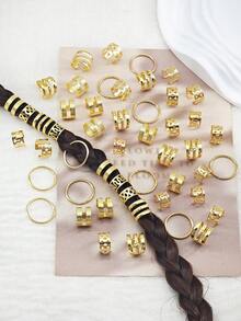 50pcs Adjustable Metal Hair Clips, Multi-Style Alloy Hair Accessories For Braiding, No Piercing Ear Clips Hair Decorations Suitable For Girls - Gold - View 5
