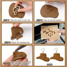 1/10件装西部牛仔主题软陶切割器 – 牛仔帽和靴子形状，波西米亚西部风手工工具，适用于DIY耳环、珠宝饰品和乡村爱好者礼物 - 白色 - 查看 5