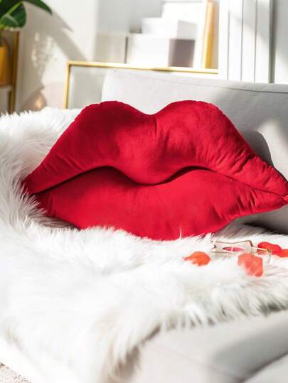 性感唇形抱枕，柔软天鹅绒内衬，光滑柔软的天鹅绒唇形靠垫，适合卧室和客厅