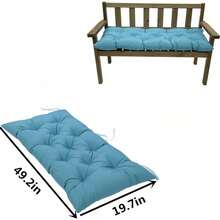 Waterproof Outdoor Bench Cushion With Straps - 47.2"X19.7" Thick Pad For Garden Swing, Patio Chair & Loveseat, Durable & Fade Resistant Seat Cushion - 藍色 - 查看 4