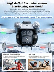 AXNEN 2026升级版M6无刷无人机，配备电子可调光流双摄像头、4.3英寸FPV发射器遥控器、智能避障、一键翻转、拍照/录像、光流悬停、LED机臂——任何节日的完美礼物 - 彩色 - 查看 2