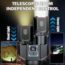 1支双光束白/暖光手电筒 - 独立聚光和泛光控制，实时电量显示，大容量电池仓，适用于洞穴探险、徒步旅行和路边救援 - 款式A - 查看 9