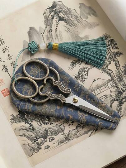 3 مجموعة مقص حرفي فاخر عتيق، مع شرابة، شفرات من الفولاذ المقاوم للصدأ، مناسب للتطريز/الخياطة/أعمال عيد الميلاد/قص الشعر/الغرز المتقاطعة، مقص مكتبي وطلابي، حافظة جلدية، مقاوم للصدأ