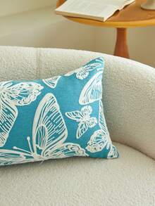 1pc 3D Butterfly Embroidery Decorative Throw Pillow Case, Home Decor Suitable For Living Room, Bedroom, Party And Various Environments, Spring/Summer - Blue - View 11