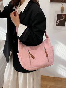 Large-Capacity Retro Casual Style Fashionable And Versatile Simple Bag, 2026 New Model Women's Crossbody Bag - Pink - View 12