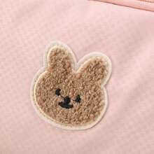 1pc Pink Rabbit Applique Nylon Handbag, Zipper Closure, Suitable For Moms & Students, Daily Use - Multicolor - View 6